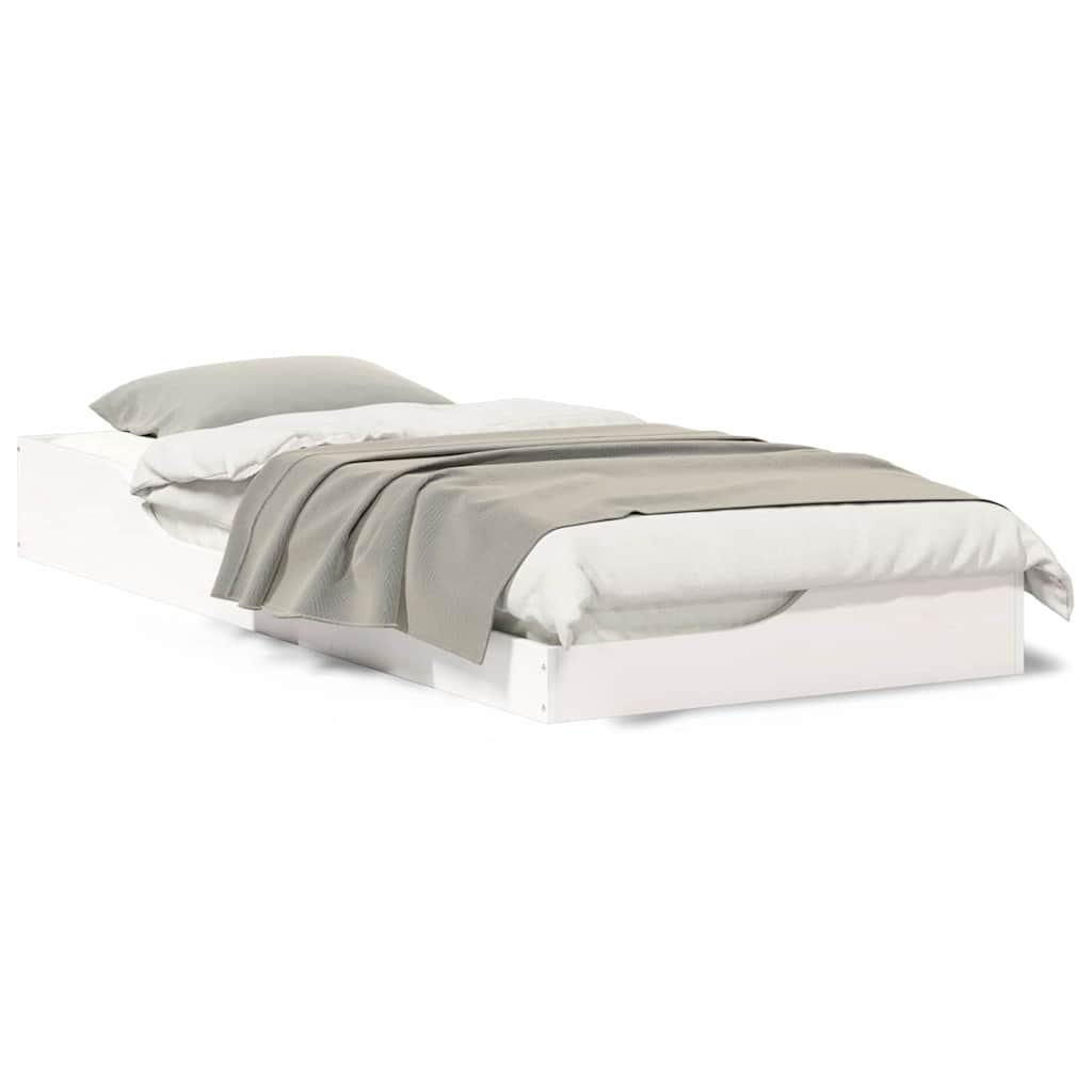 Gulvbedramme Hvit 80 x 210 cm Heltre furu