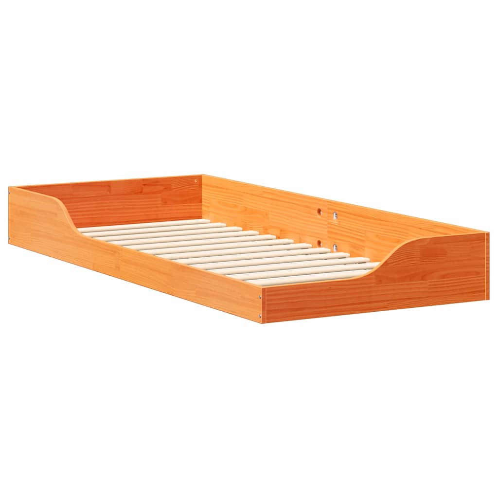Gulvbedramme Voksbrun 80 x 210 cm Heltre furu