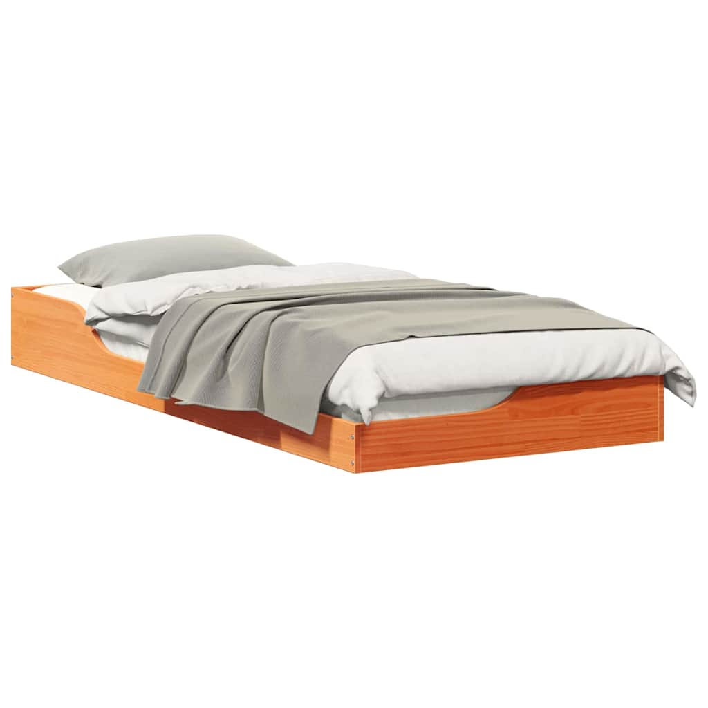 Gulvbedramme Voksbrun 80 x 210 cm Heltre furu