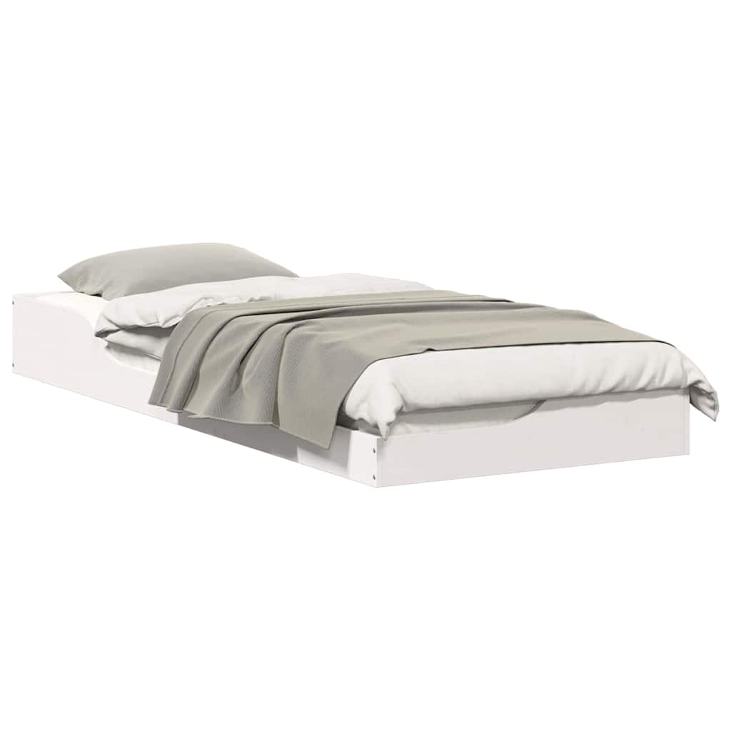 Gulvbedramme Hvit 80 x 220 cm Heltre furu