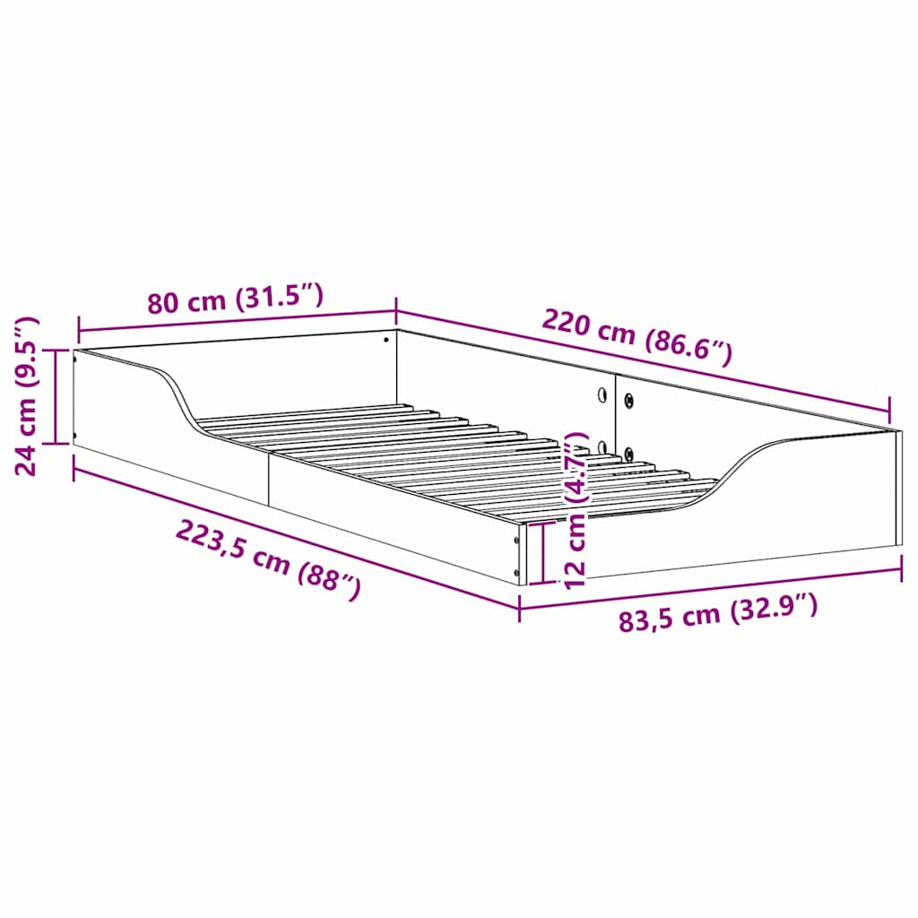 Sengestamme Vokset Brun 80 x 220 cm Massiv furu