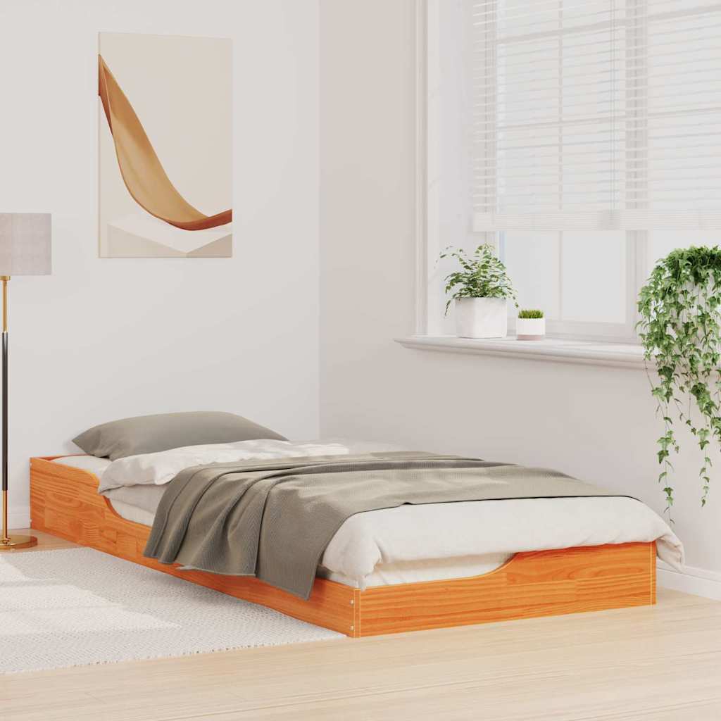 Gulvbedramme Voksbrun 90 x 220 cm Heltre furu