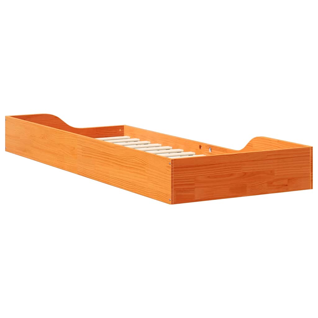 Gulvbedramme Voksbrun 90 x 220 cm Heltre furu