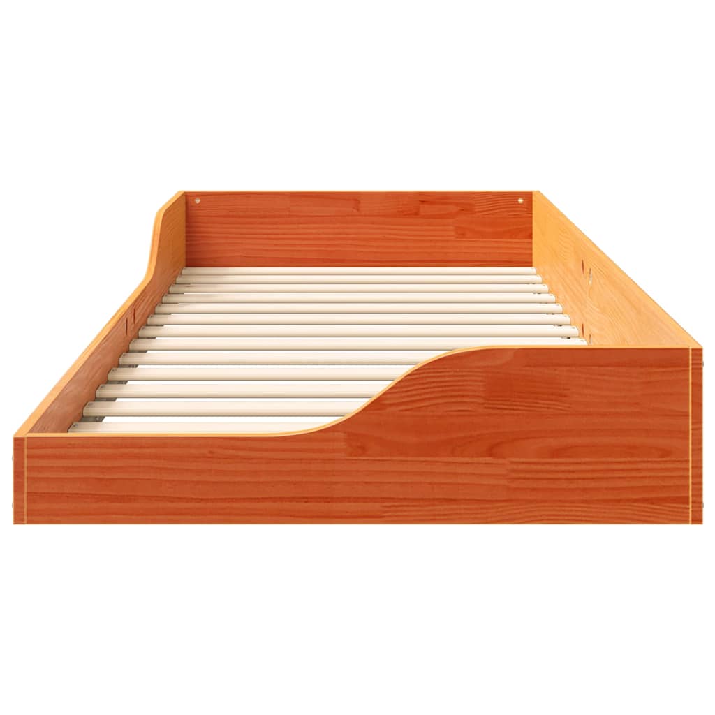 Gulvbedramme Voksbrun 90 x 220 cm Heltre furu