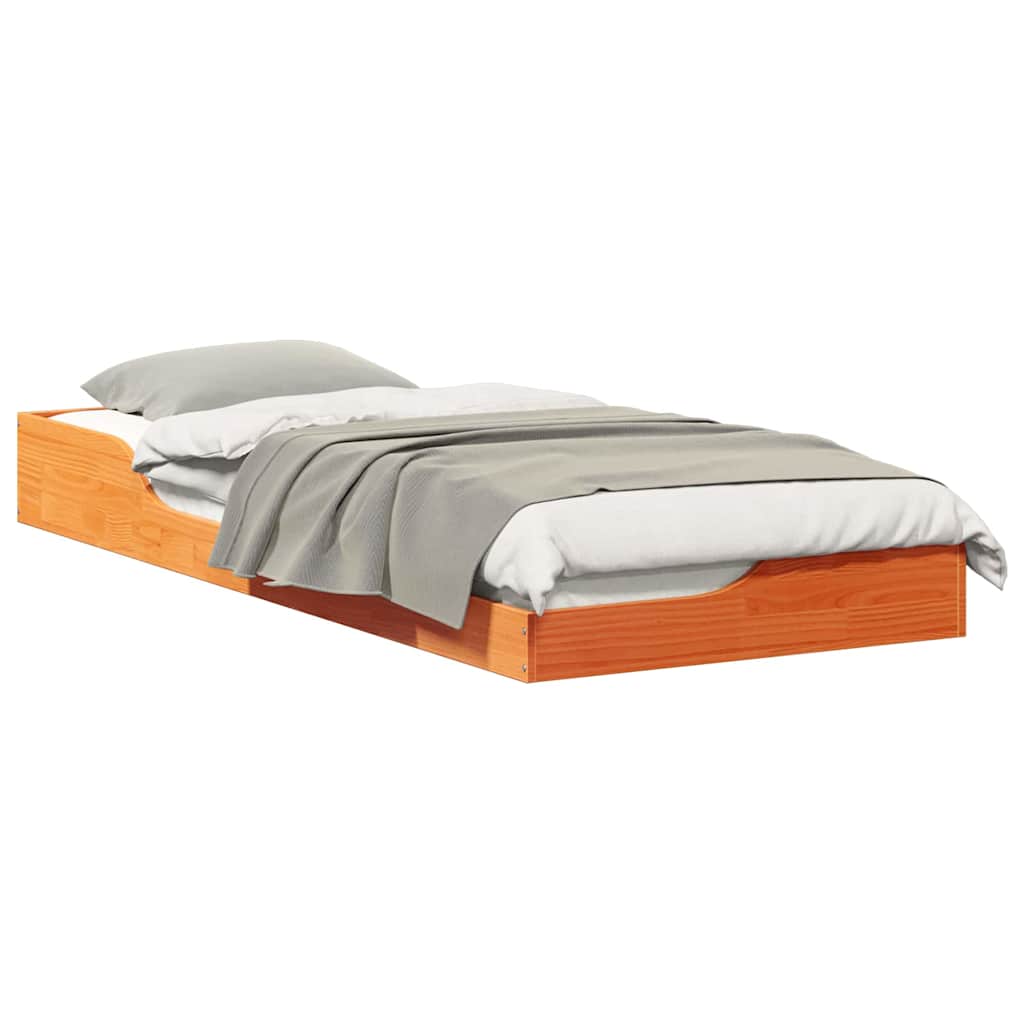 Gulvbedramme Voksbrun 90 x 220 cm Heltre furu