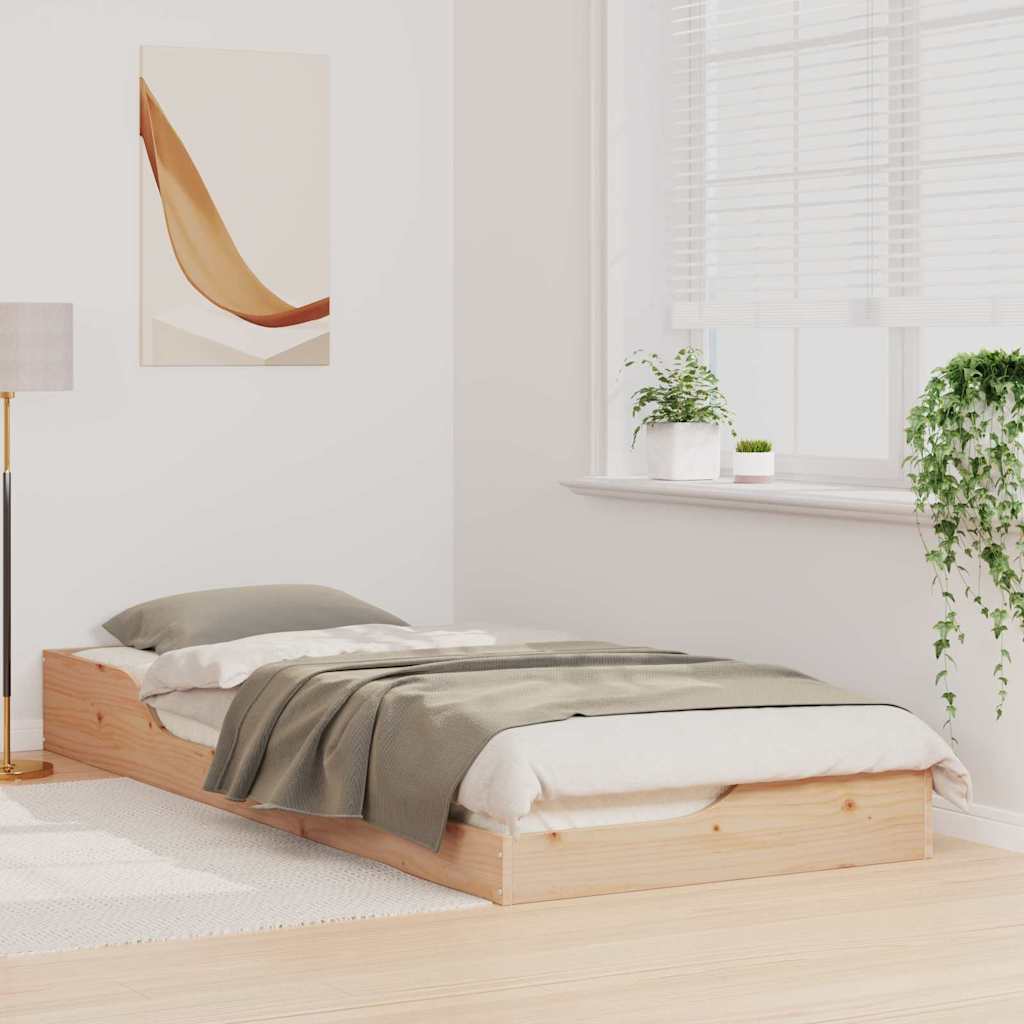 Gulvbedramme Brun 100 x 220 cm Heltre furu