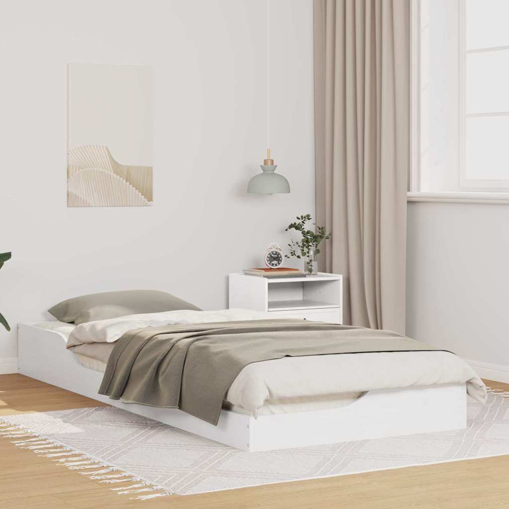 Gulvbedramme Hvit 100 x 220 cm Heltre furu