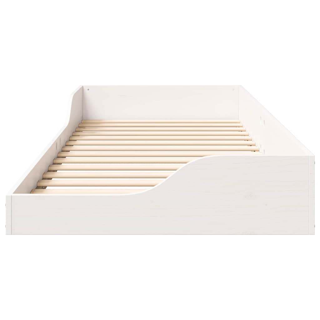 Gulvbedramme Hvit 100 x 220 cm Heltre furu