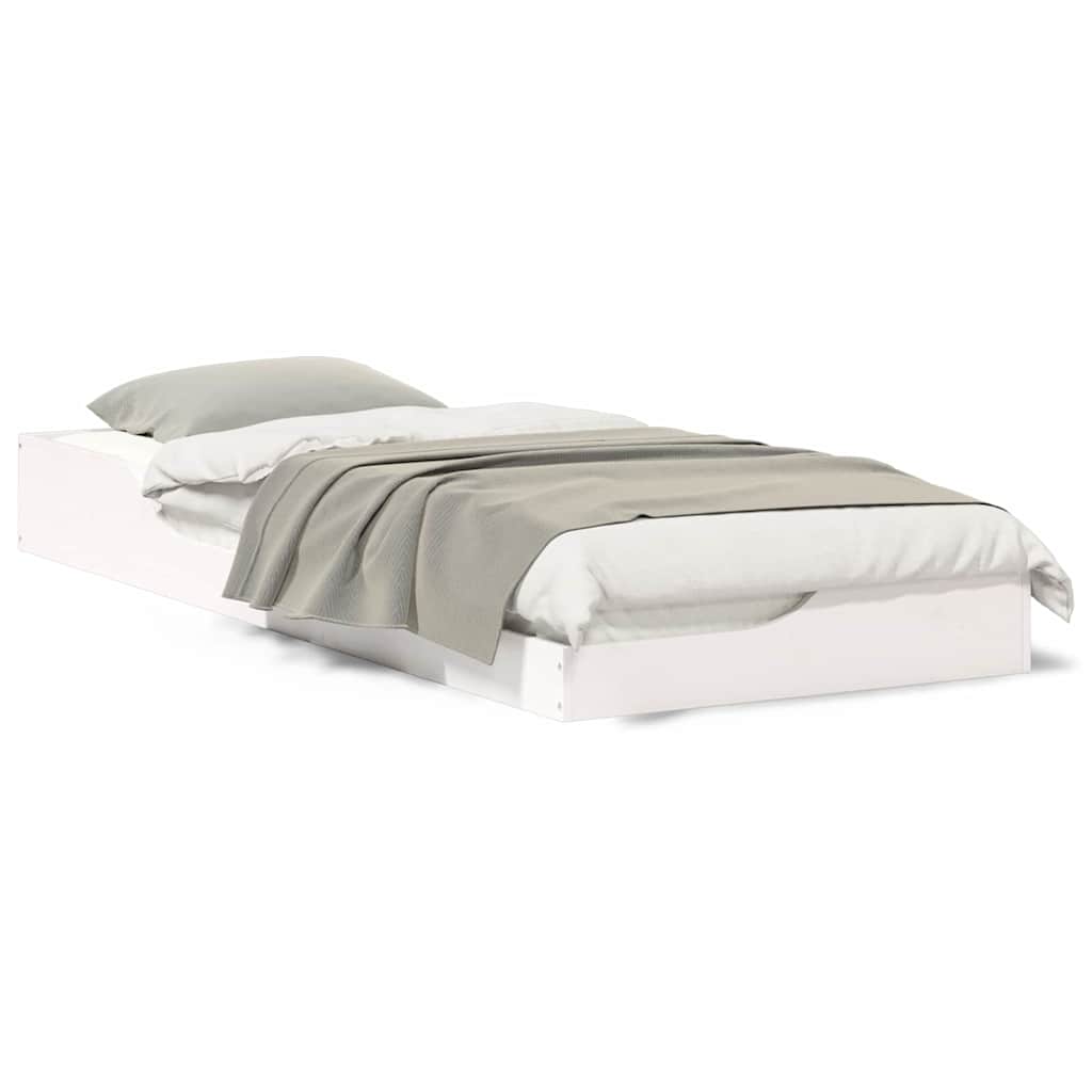Gulvbedramme Hvit 100 x 220 cm Heltre furu