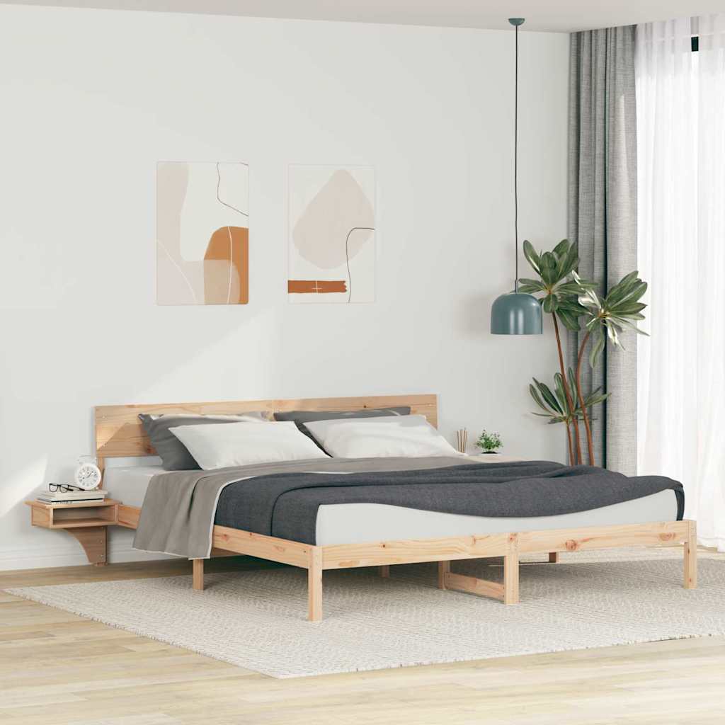 Sengestamme med hodegjerde Brun 180 x 200 cm Massiv furu