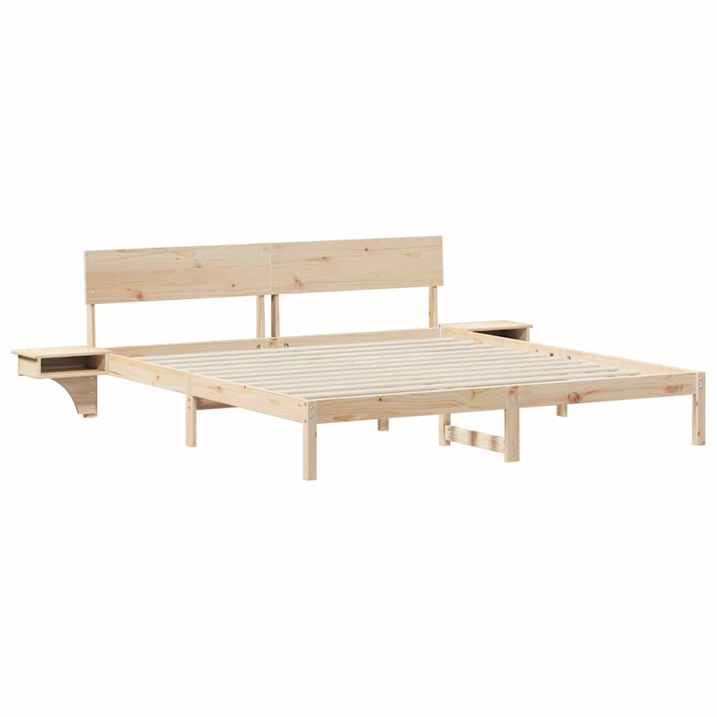 Sengestamme med hodegjerde Brun 180 x 200 cm Massiv furu