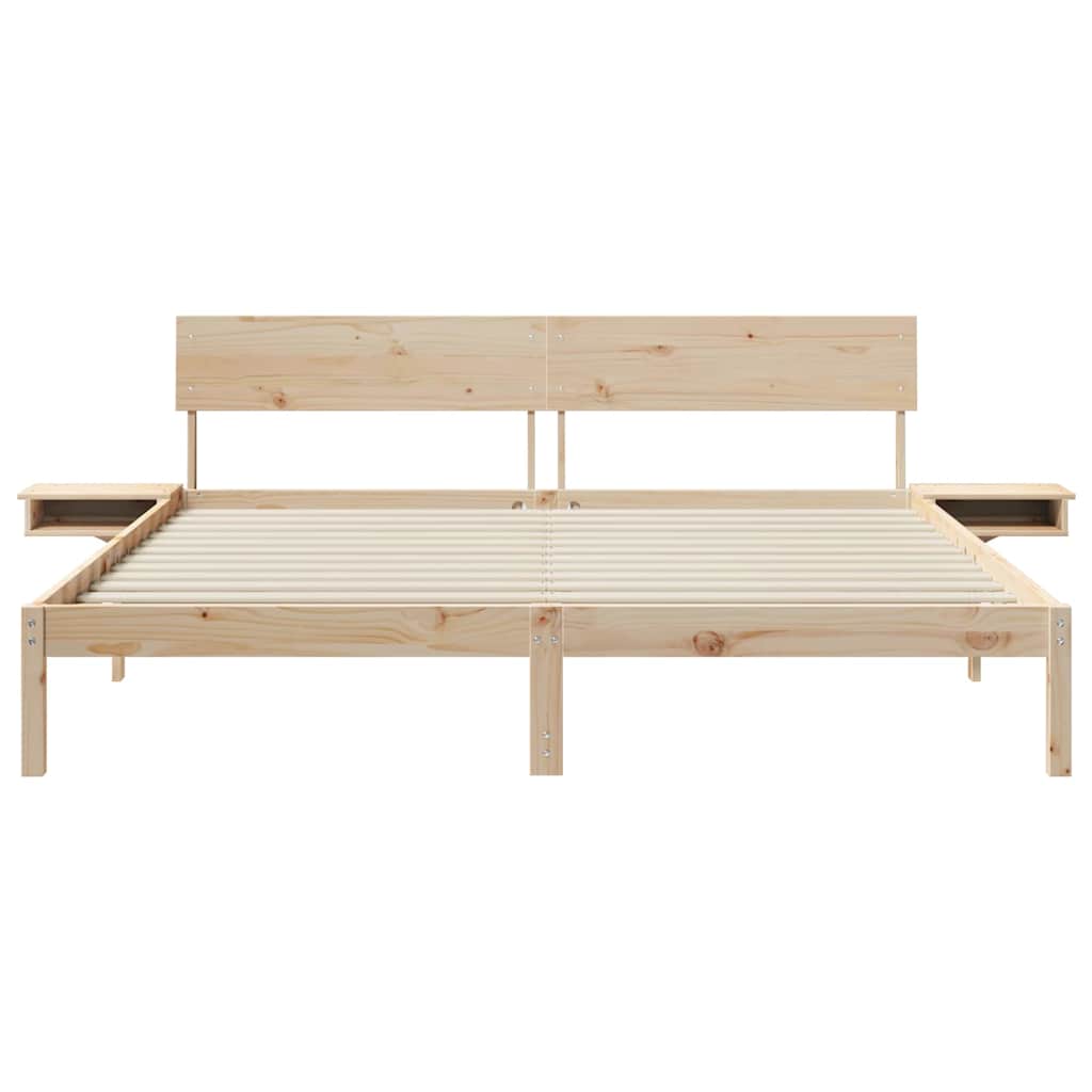 Sengestamme med hodegjerde Brun 180 x 200 cm Massiv furu
