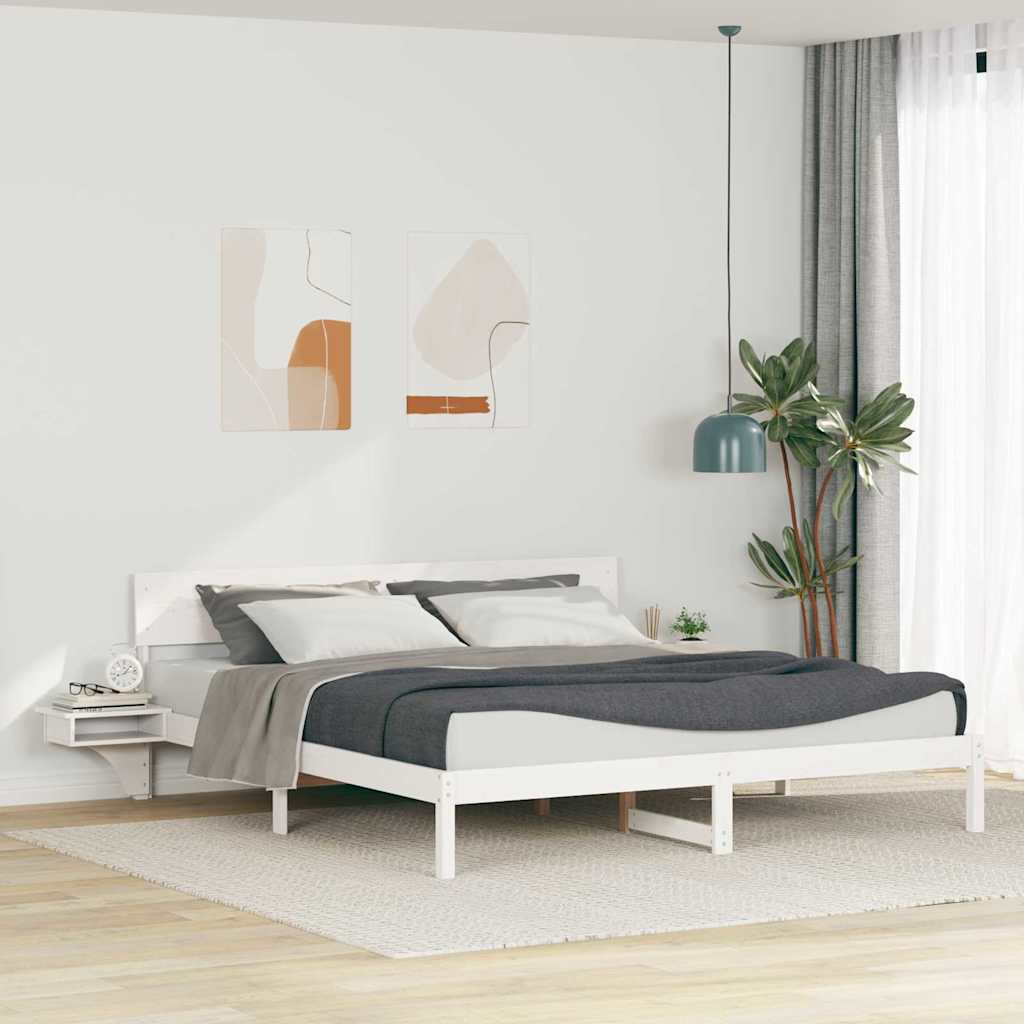 Sengestamme med hodegjerde Hvit 180 x 200 cm Massiv furu