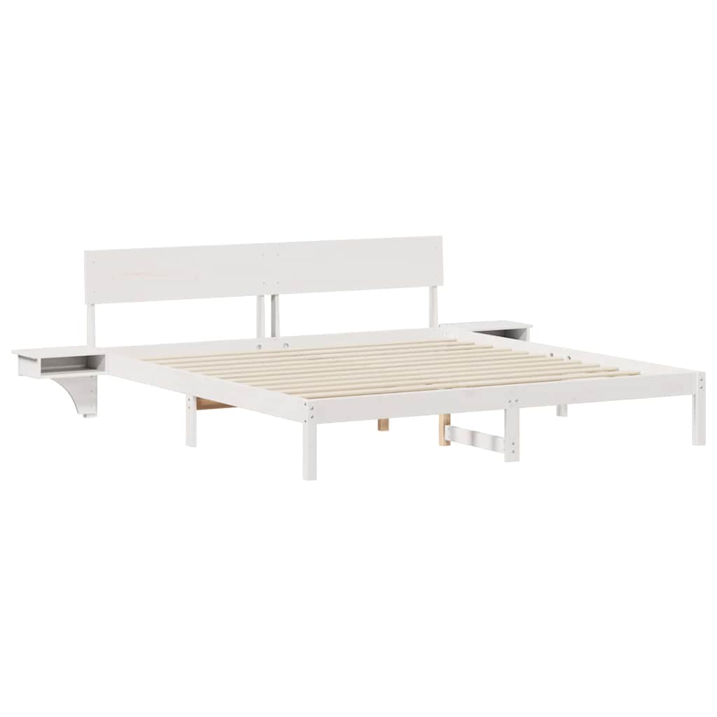 Sengestamme med hodegjerde Hvit 180 x 200 cm Massiv furu
