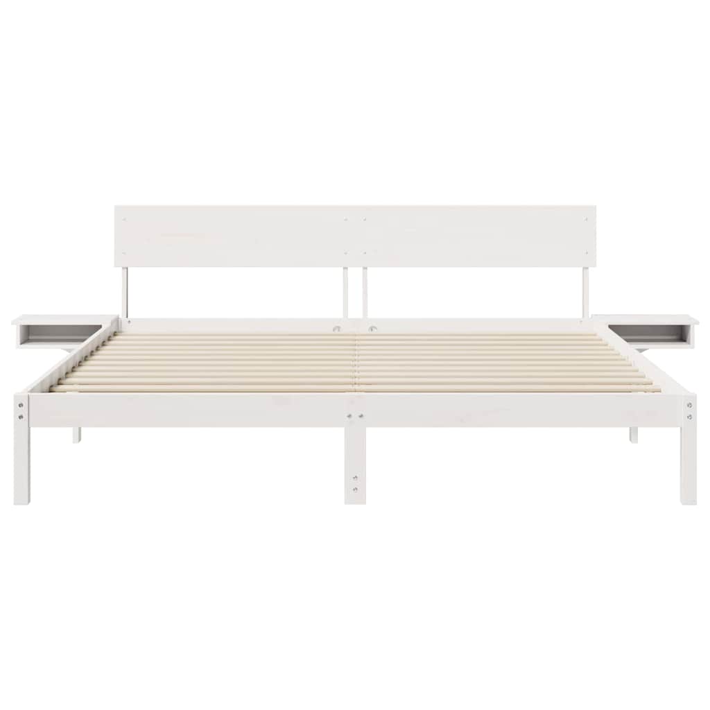 Sengestamme med hodegjerde Hvit 180 x 200 cm Massiv furu
