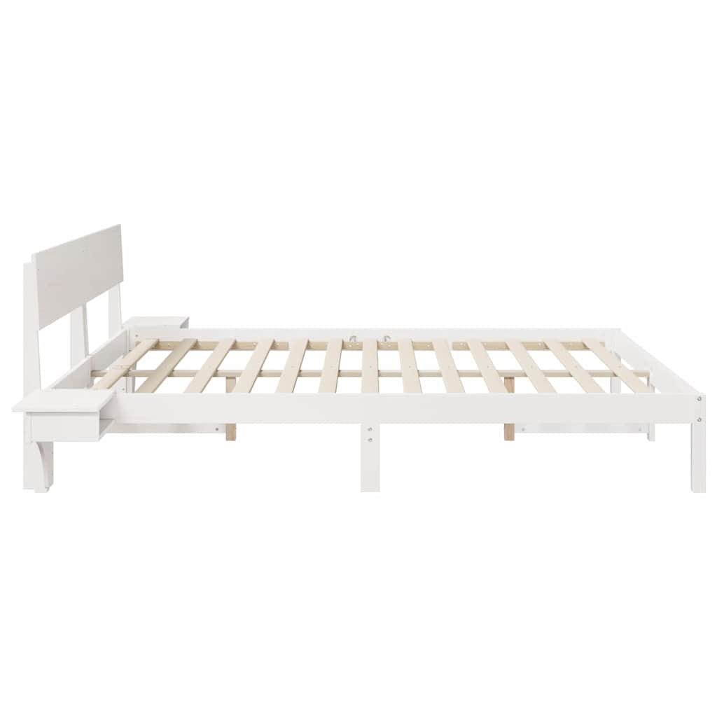 Sengestamme med hodegjerde Hvit 180 x 200 cm Massiv furu