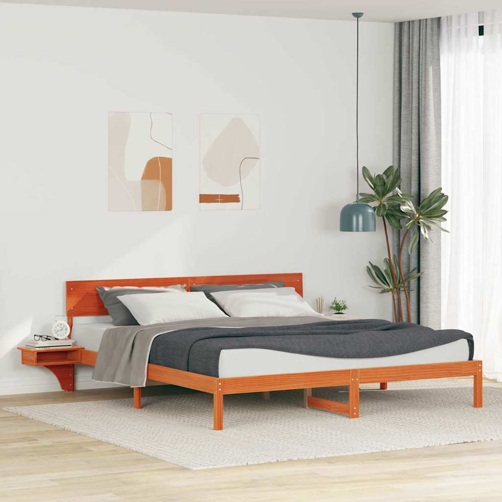 Sengestamme med hodegjerde Vokset Brun 180 x 200 cm Massiv furu