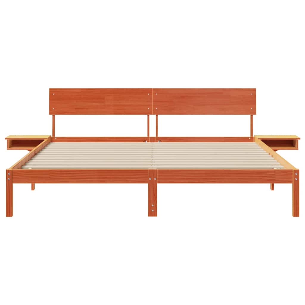 Sengestamme med hodegjerde Vokset Brun 180 x 200 cm Massiv furu