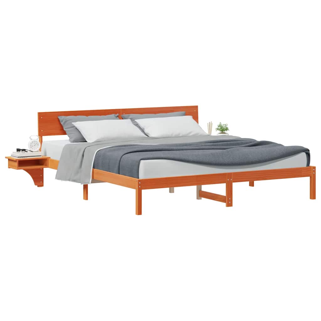 Sengestamme med hodegjerde Vokset Brun 180 x 200 cm Massiv furu