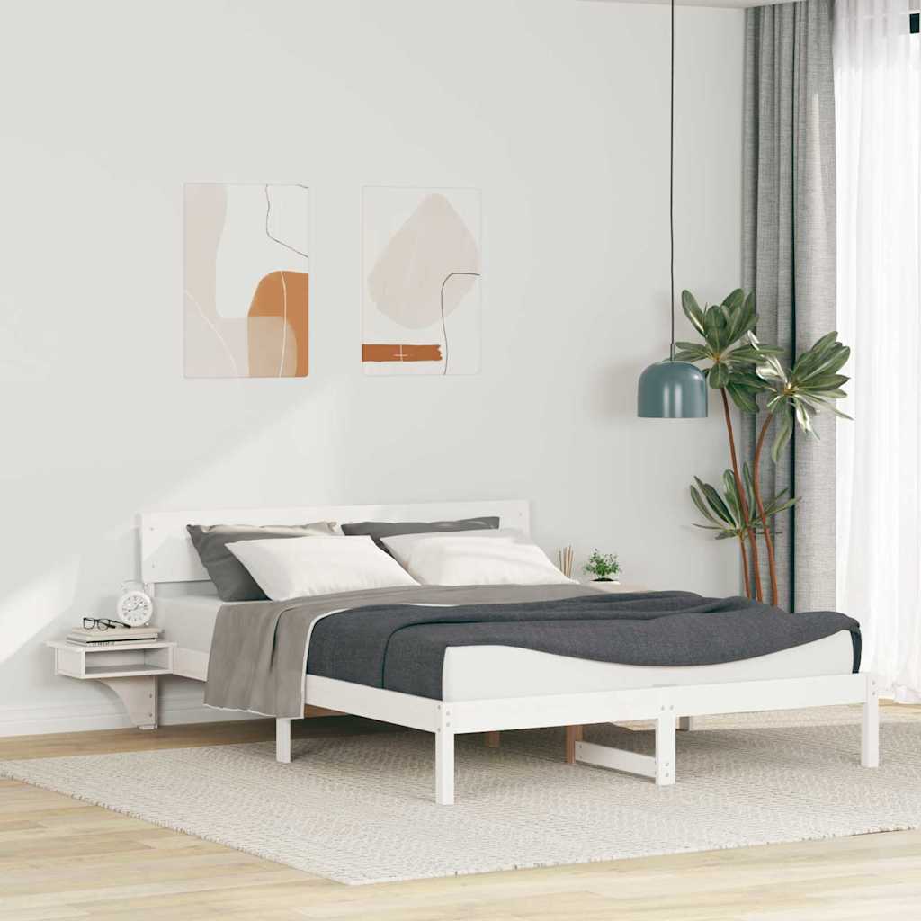 Sengestamme med hodegjerde Hvit 160 x 200 cm Massiv furu