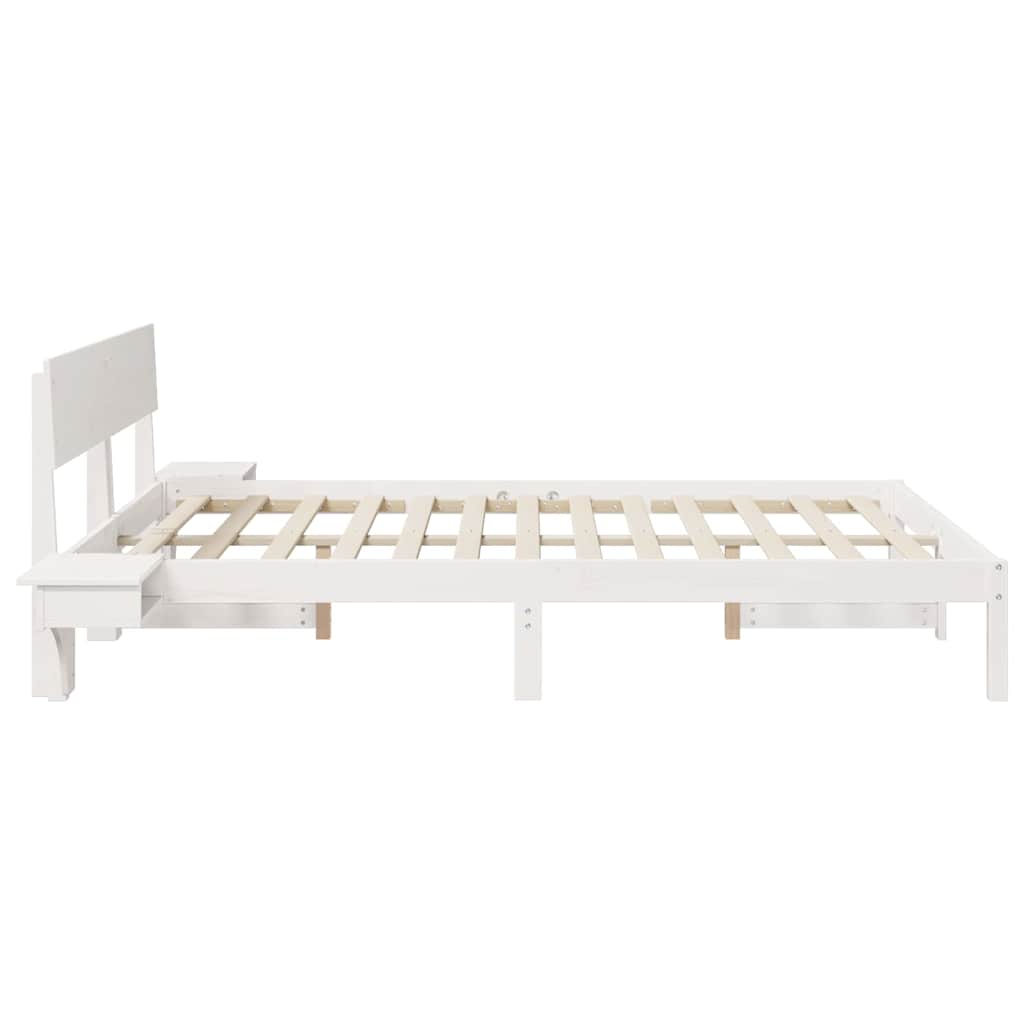 Sengestamme med hodegjerde Hvit 160 x 200 cm Massiv furu