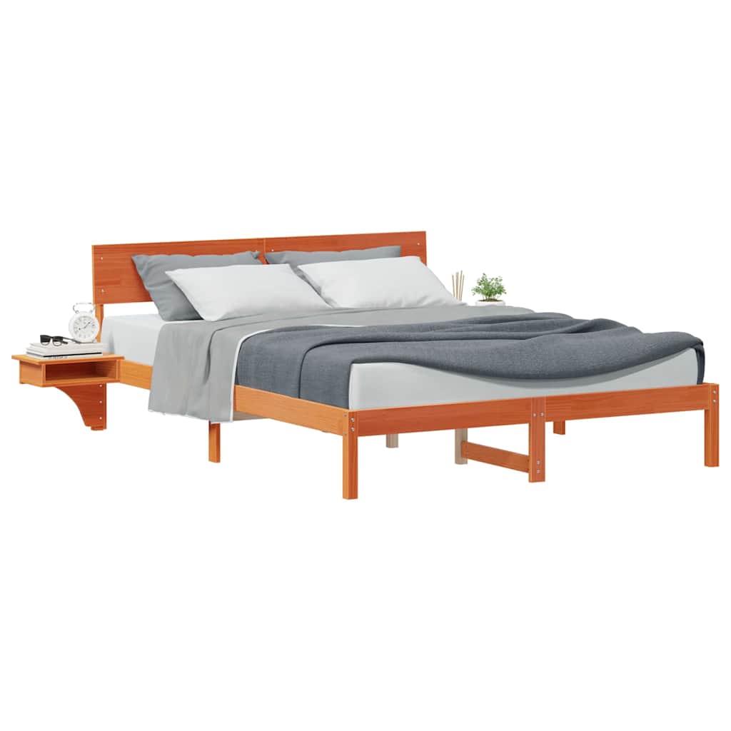 Sengestamme med hodegjerde Vokset Brun 160 x 200 cm Massiv furu