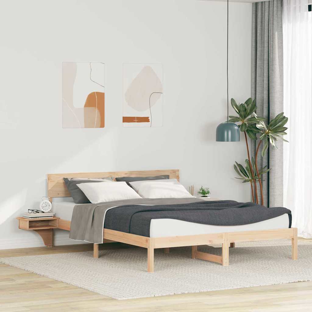 Sengestamme med hodegjerde Brun 150 x 200 cm Massiv furu