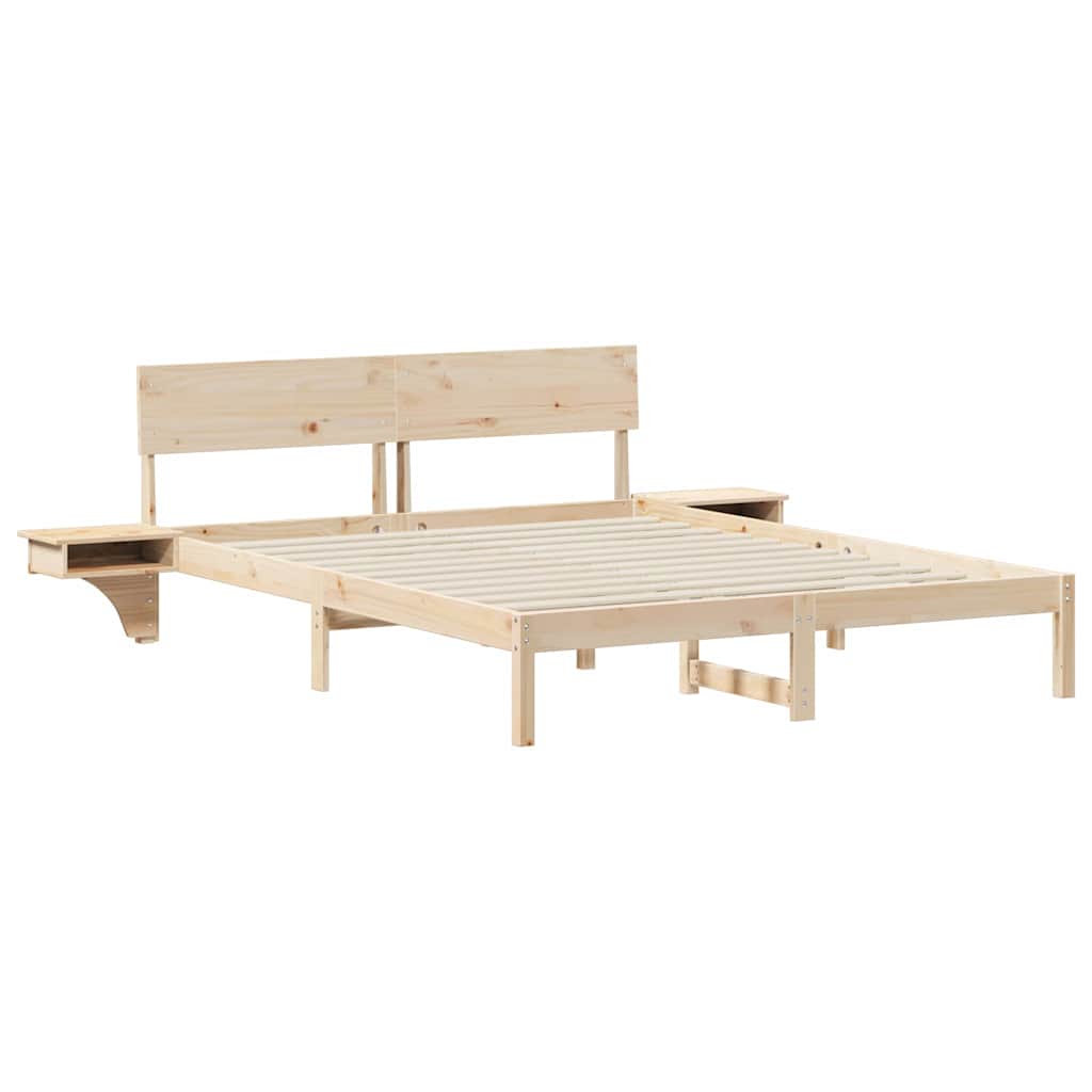 Sengestamme med hodegjerde Brun 150 x 200 cm Massiv furu