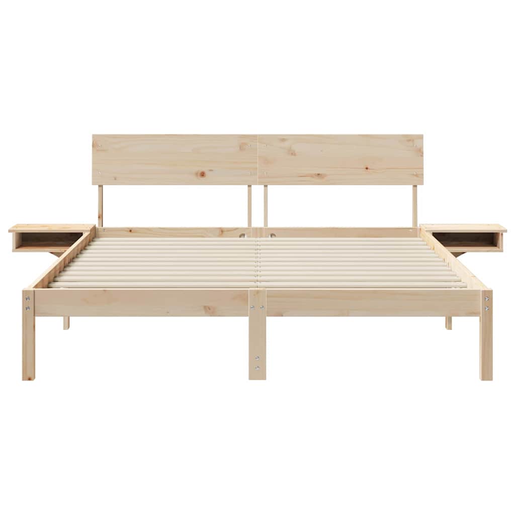 Sengestamme med hodegjerde Brun 150 x 200 cm Massiv furu