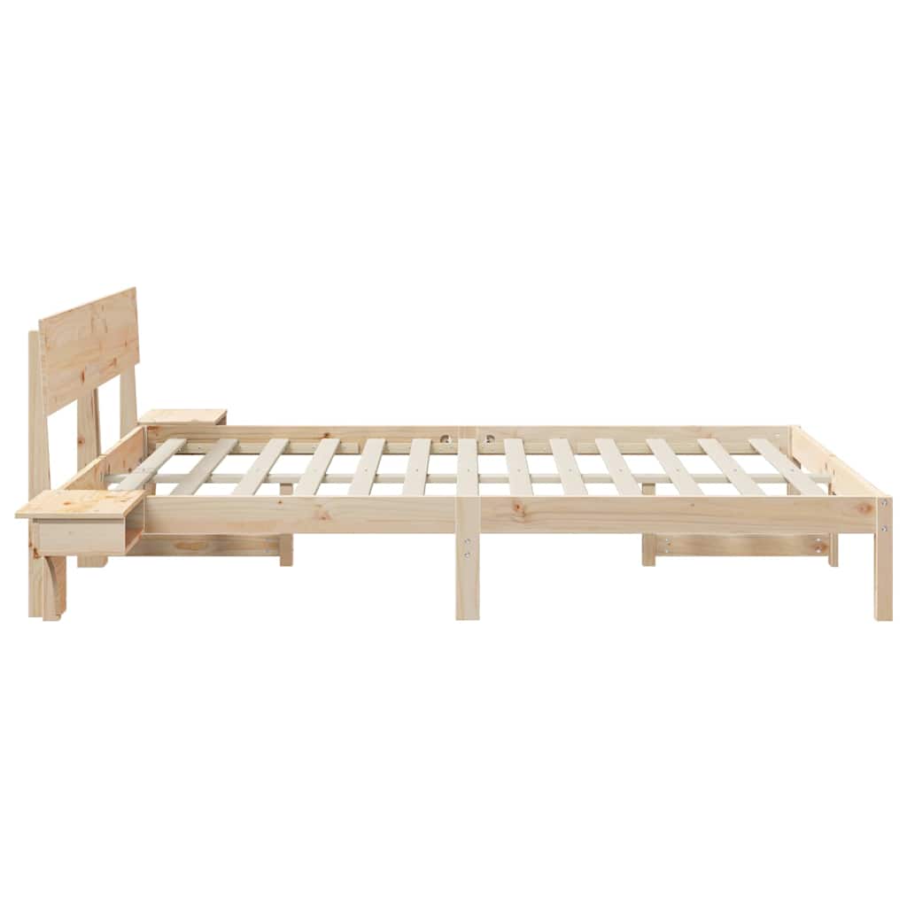 Sengestamme med hodegjerde Brun 150 x 200 cm Massiv furu