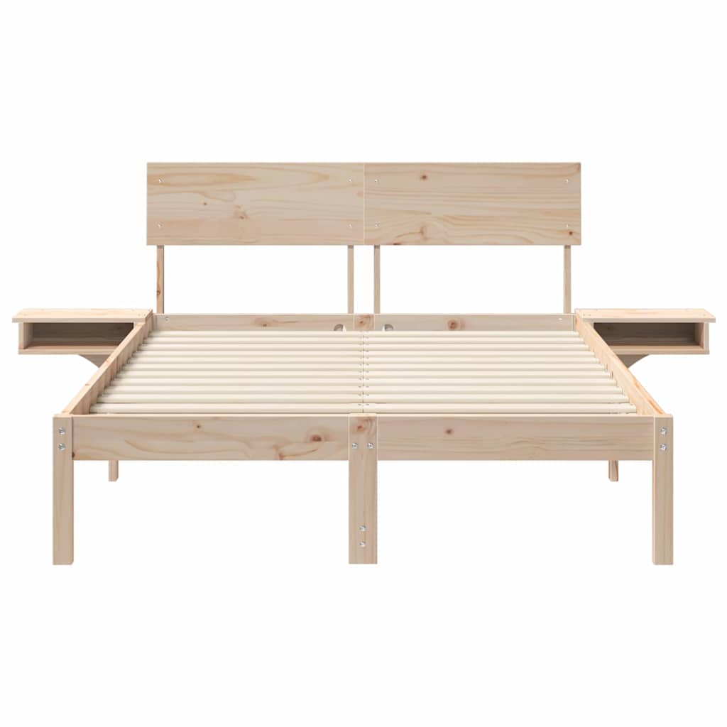 Sengestamme med hodegjerde Brun 140 x 200 cm Massiv furu