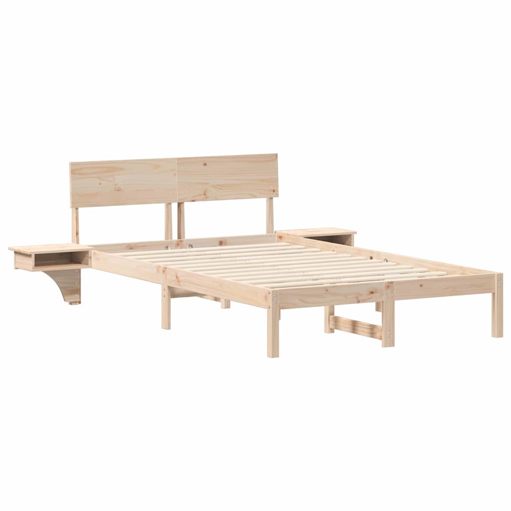 Sengestamme med hodegjerde Brun 140 x 190 cm Massiv furu