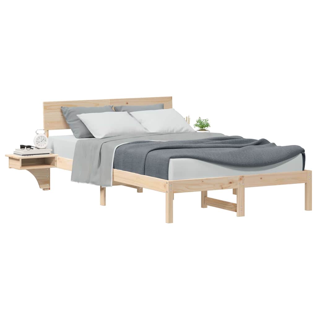 Sengestamme med hodegjerde Brun 140 x 190 cm Massiv furu