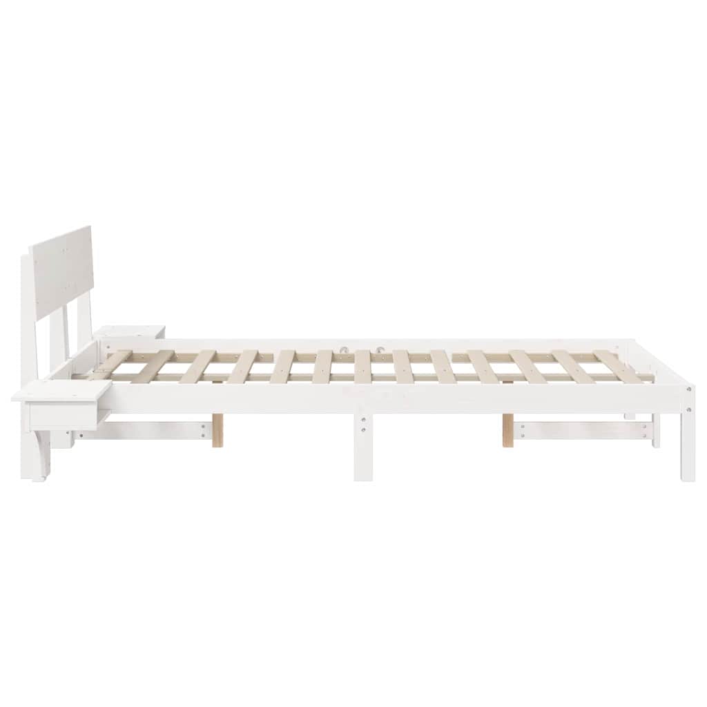 Sengestamme med hodegjerde Hvit 140 x 190 cm Massiv furu