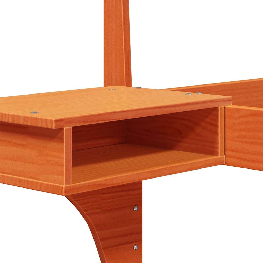 Sengestamme med hodegjerde Vokset Brun 140 x 190 cm Massiv furu