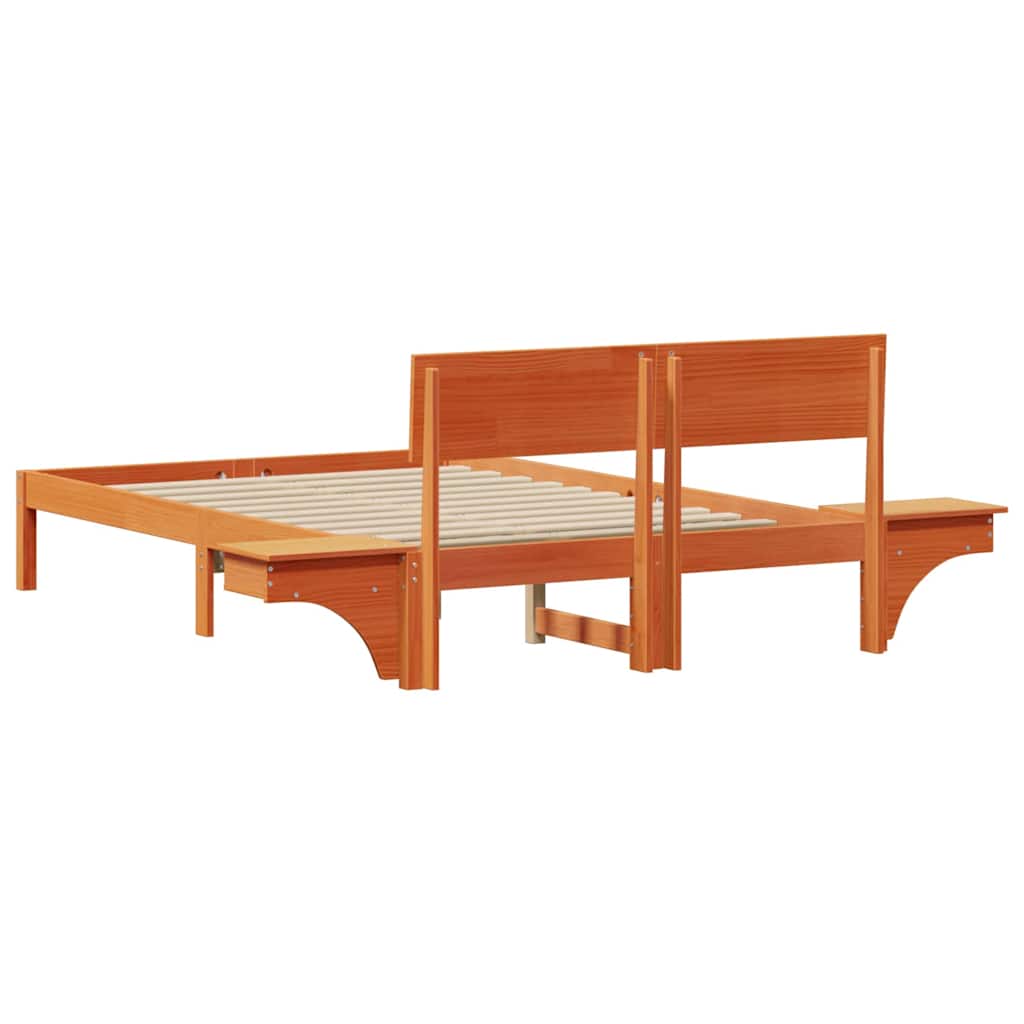 Sengestamme med hodegjerde Vokset Brun 140 x 190 cm Massiv furu