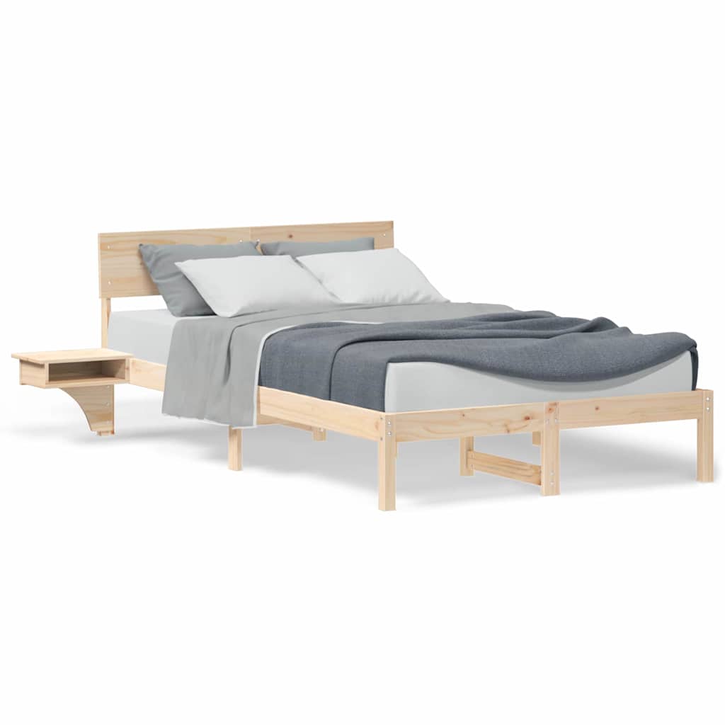 Sengeramme med nattbord med hodegjerde Brun Heltre furu
