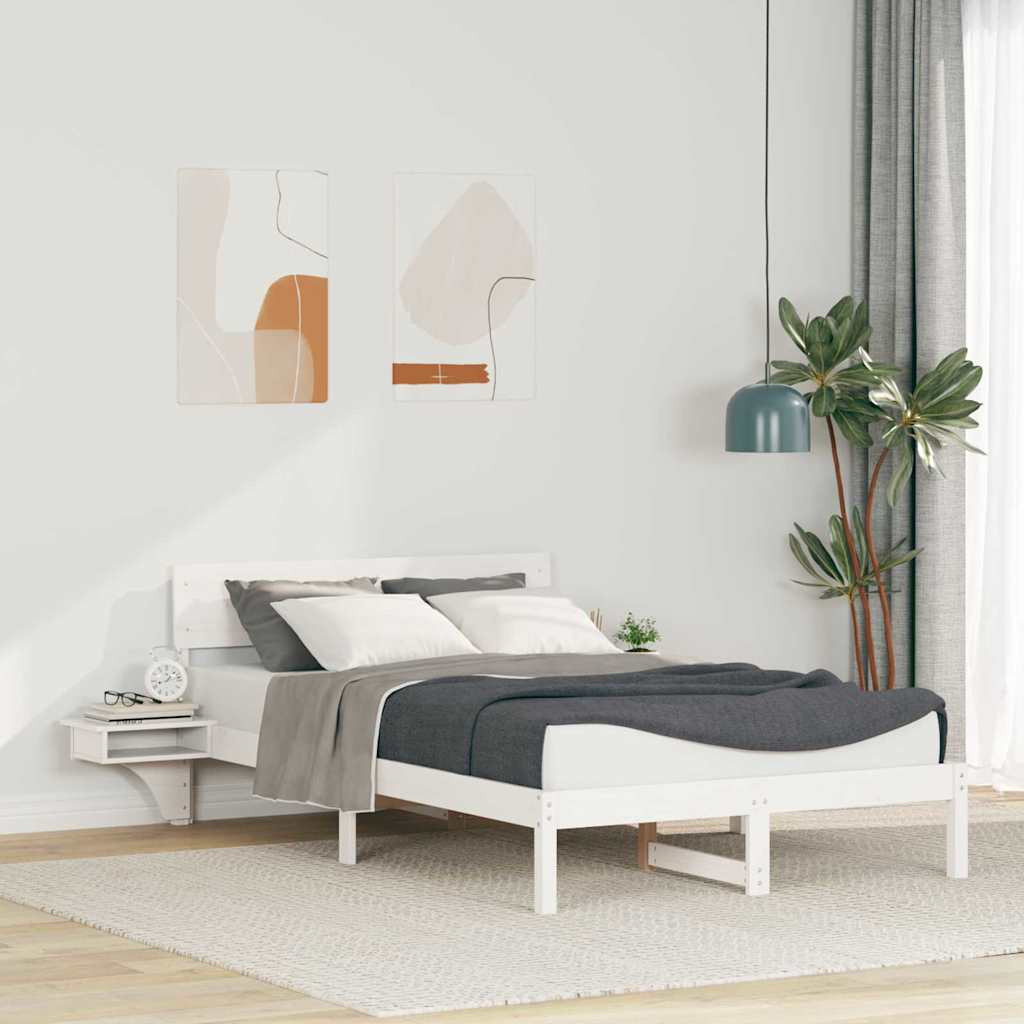 Sengestamme med hodegjerde Hvit 135 x 190 cm Massiv furu