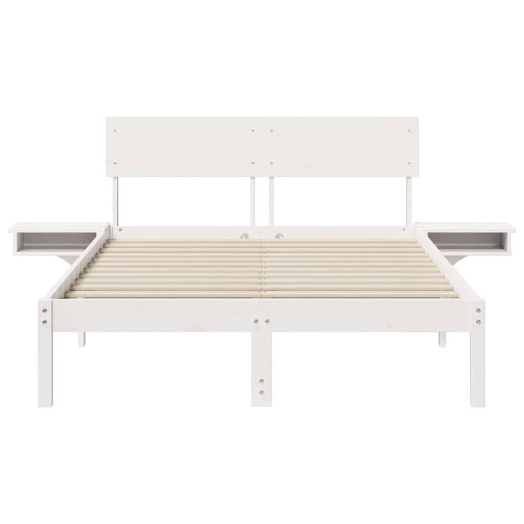 Sengestamme med hodegjerde Hvit 135 x 190 cm Massiv furu