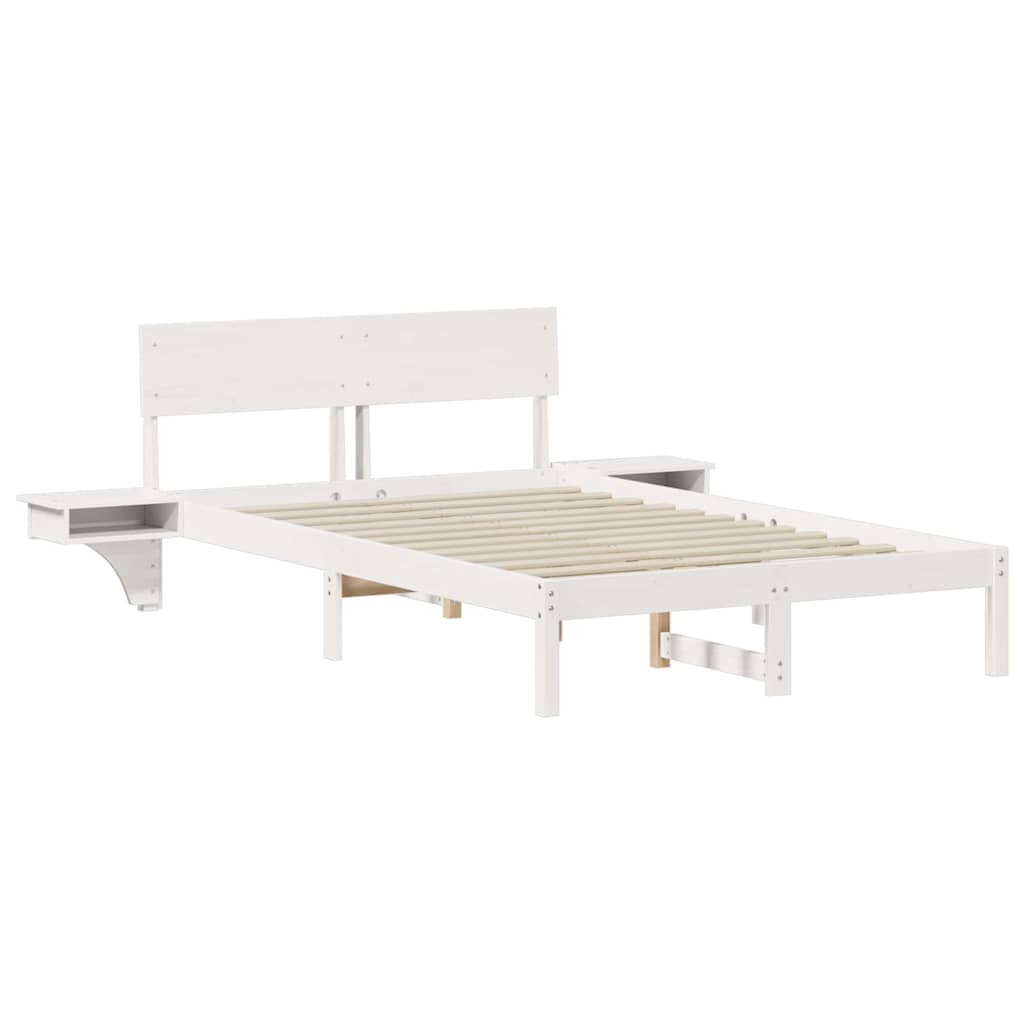 Sengeramme med nattbord med hodegjerde Hvit Heltre furu