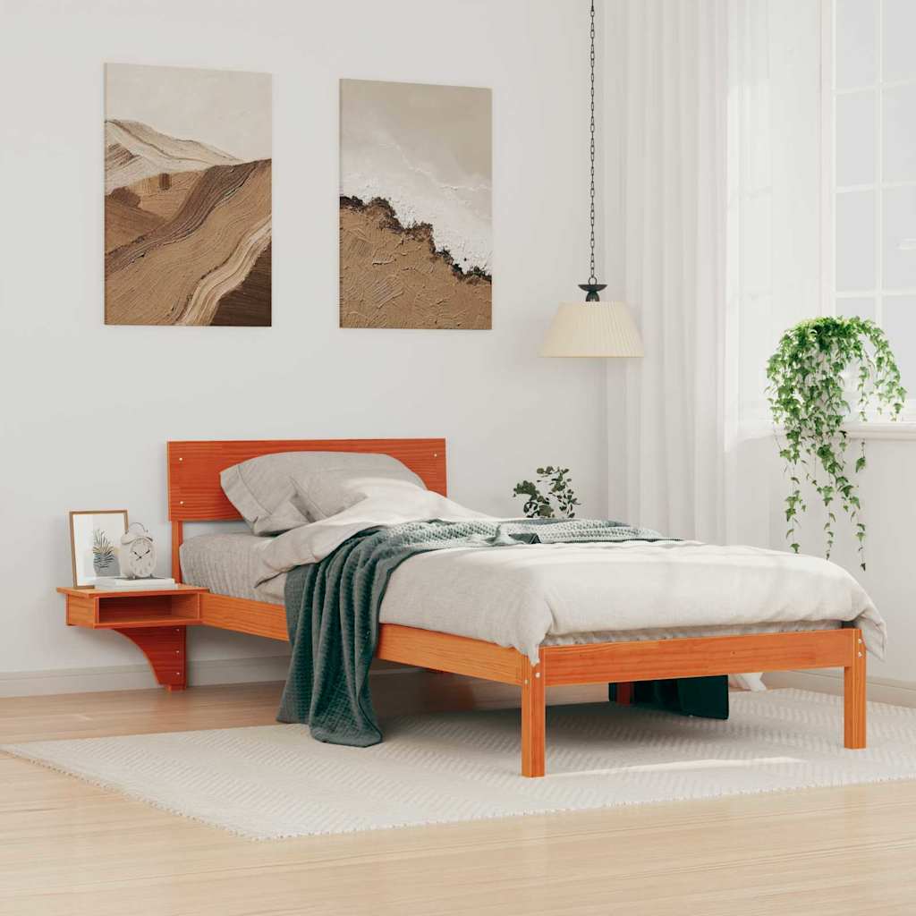 Sengestamme med hodegjerde Vokset Brun 100 x 200 cm Massiv furu