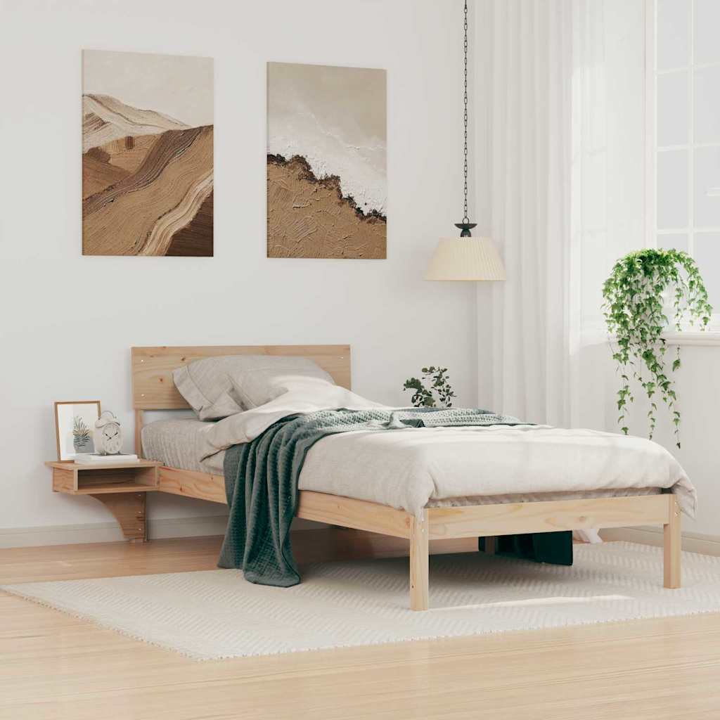 Sengestamme med hodegjerde Brun 90 x 200 cm Massiv furu