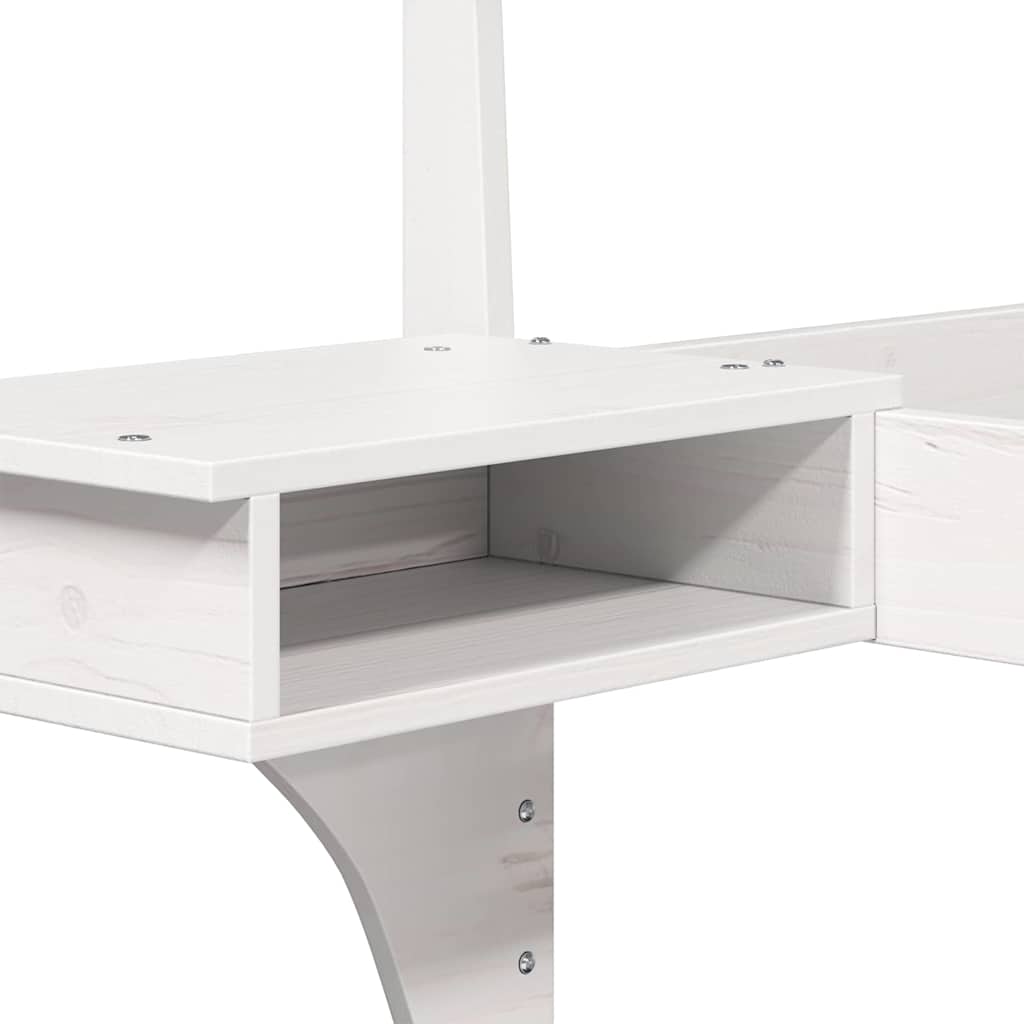 Sengeramme med nattbord med hodegjerde Hvit Heltre furu
