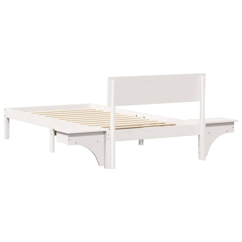 Sengeramme med nattbord med hodegjerde Hvit Heltre furu