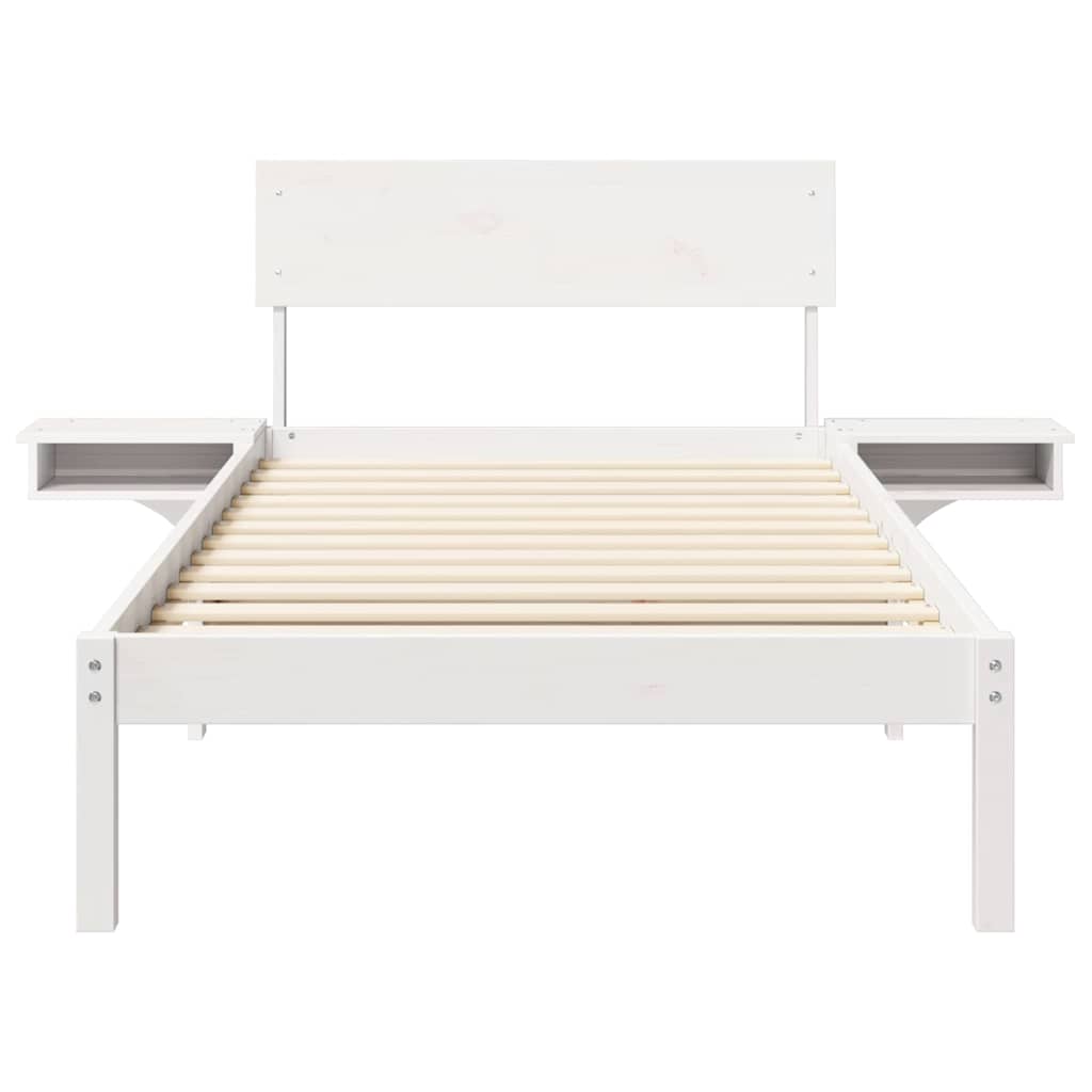 Sengeramme med nattbord med hodegjerde Hvit Heltre furu