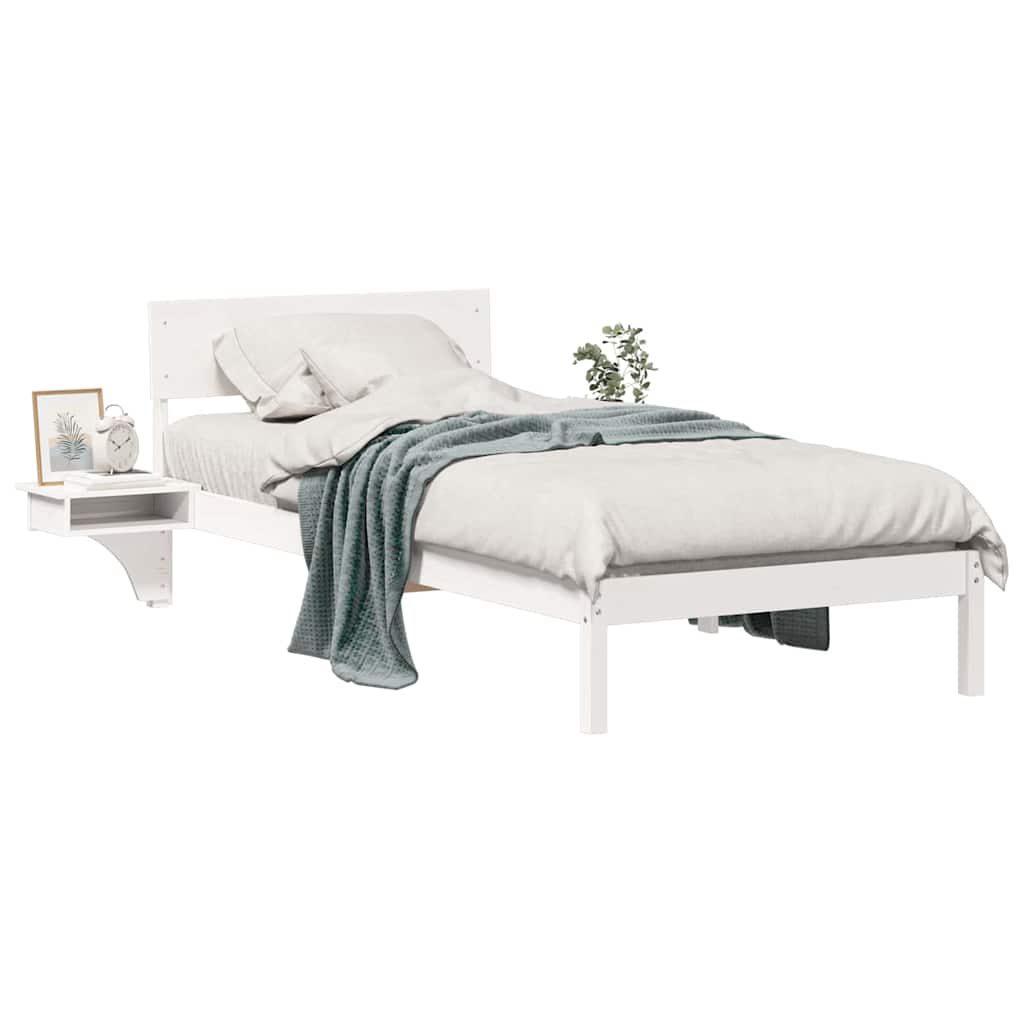 Sengestamme med hodegjerde Hvit 90 x 200 cm Massiv furu