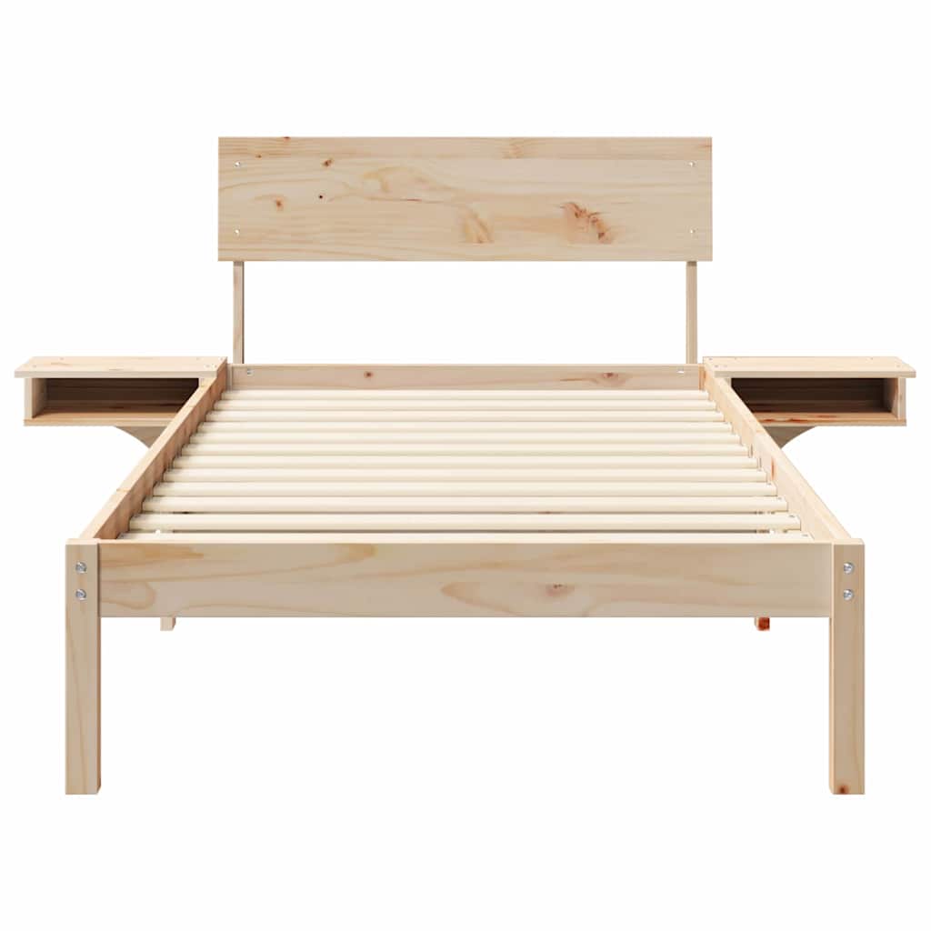 Sengeramme med nattbord med hodegjerde Brun Heltre furu