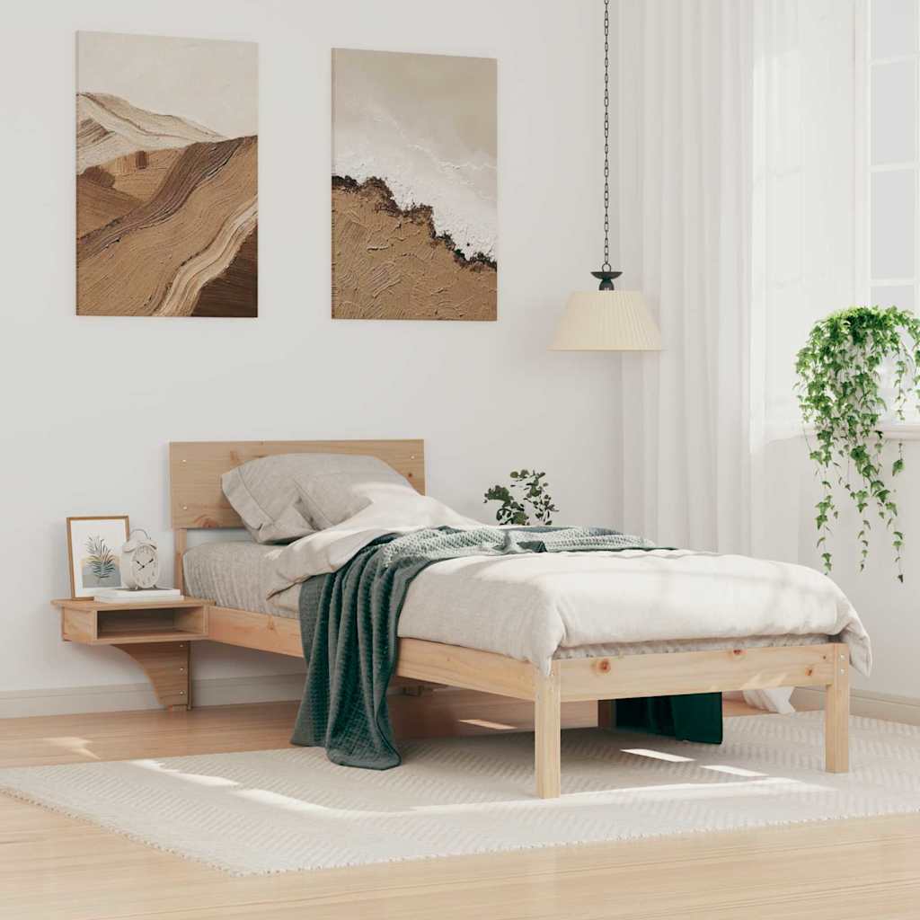 Sengestamme med hodegjerde Brun 75 x 190 cm Massiv furu
