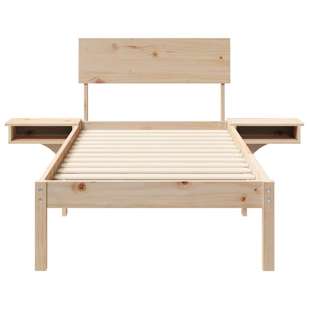 Sengeramme med nattbord med hodegjerde Brun Heltre furu