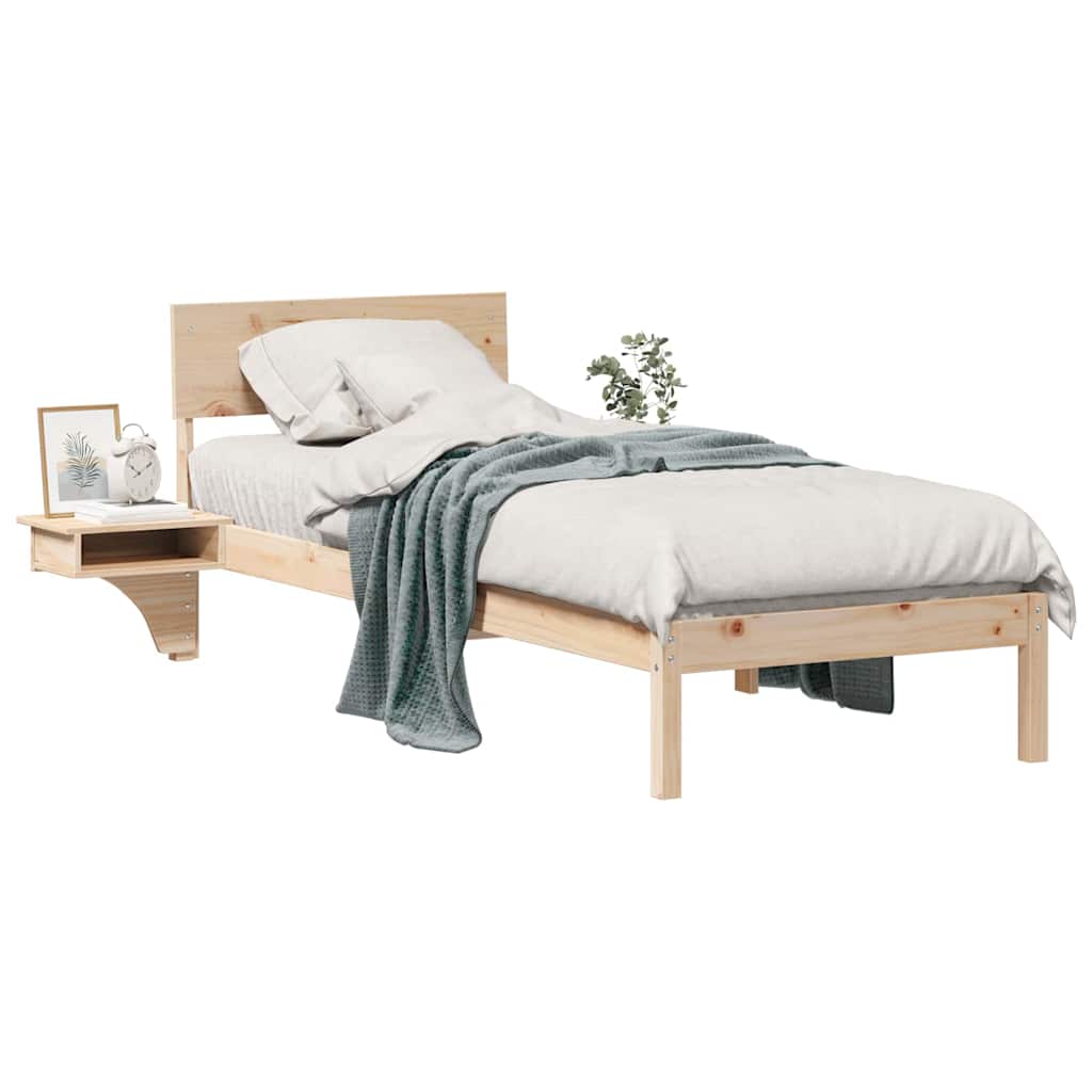 Sengeramme med nattbord med hodegjerde Brun Heltre furu